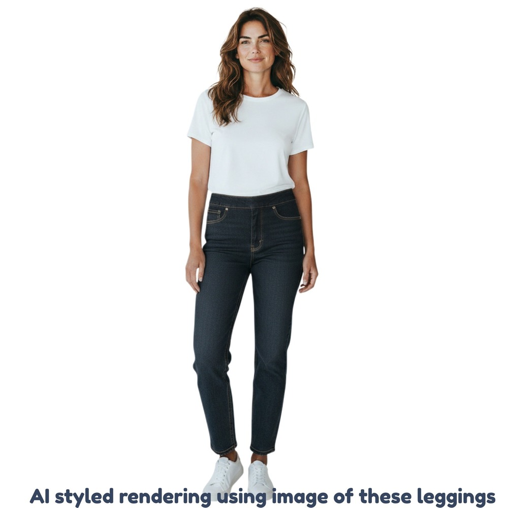 NWT Simply Vera Wang Women Medium Denim Shaping Leggings Blue Bodycon Minimalist